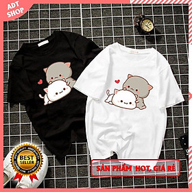 Áo thun unisex chibi mèo dễ thương form rộng vải dày mịn áo đôi độc đẹp giá rẻ