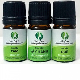 Bộ 3 tinh dầu sả chanh, cam, quế dùng khử mùi, đuổi muỗi Nucare 5ml