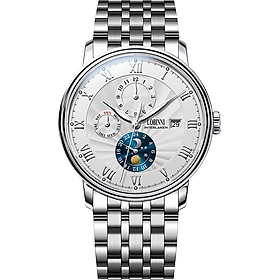 Đồng hồ nam chính hãng LOBINNI LB11023G-T4 Kính sapphire chống xước,chống nước 50m,mặt trắng dây thép không gỉ 316L,Đồng hồ cơ (Automatic) bảo hành 24 tháng,thiết kế đơn giản và sang trọng