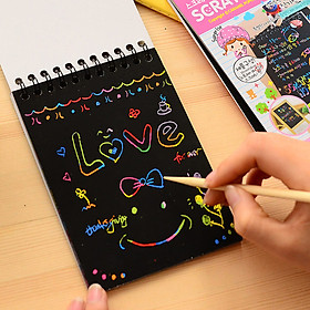 Giấy vẽ cạo màu sắc sáng tạo tranh vẽ graffiti magic color paper 12 tờ