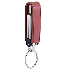 USB Flash Drive Mini USB 2.0 Key Chain PU Leather USB Stick Drive Brown