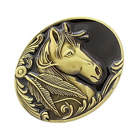 Prettyia Retro Engraved Animal Horse Head Bronze American Cowboy Belt Buckle