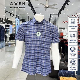 Áo Sơ mi Owen nam cộc tay dáng Bodyfit sợi Bạc Hà mát lạnh Mã AB230113NT