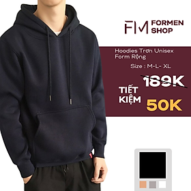 Áo hoodie trơn màu đen thời trang trẻ trung, năng động - FORMENSHOP - FM5GV016