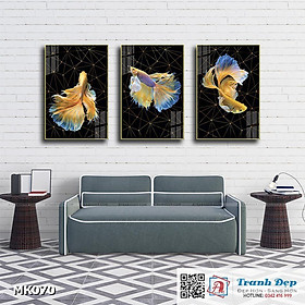 Bộ 3 tranh mica cao cấp Cá betta nghệ thuật - MK070