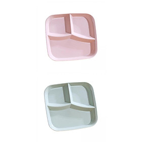 2 Pieces 3-Compartment Food Dishes Plates Tray for Restaurant Kitchen