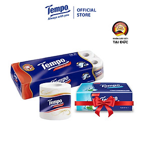[MUA 1 LỐC TẶNG GÓI GIẤY RÚT] Giấy vệ sinh cao cấp Tempo Toipa - 3 lớp bền dai, an toàn cho da - Thương hiệu Đức (Lốc 10 Cuộn)
