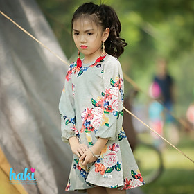 Váy Peony cho bé gái xinh yêu, đầm thu đông cho bé gái chất liệu Cotton da cá cao cấp xuất khẩu HAKI HK486 (10-26kg) - Màu xám