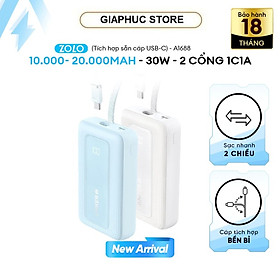 Sạc dự phòng Anker Zolo 1A1C 30W 10000mah (Built-In USB-C) A1688 - Hàng Chính Hãng