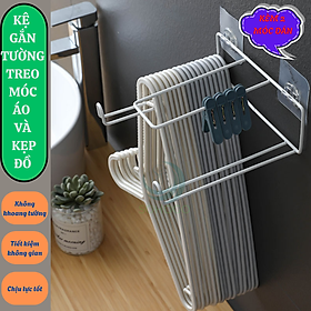Mua Giá treo móc áo dán tường tiện lợi- Kệ treo móc quần áo dán tường đa năng- Giá treo đồ gọn gàng không cần khoan- Kệ gắn tường treo móc áo và kẹp đồ- Giá đựng móc treo dán tường tiết kiệm không gian