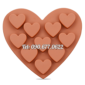 Mua Khuôn silicone làm bánh  rau câu  socola 10 trái tim – Mã số 1083