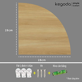 Kệ Gỗ Góc Tam Giác Gắn Tường, Kệ Hình Quạt 28cm Mini Nhỏ Xinh Không Cần Khoan KEGODA KGD41