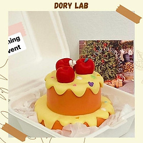 Nến Thơm Bánh Kem 2 Tầng Cherry Màu Sắc Handmade, Quà Tặng Sinh Nhật - Dory Lab