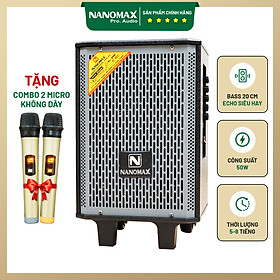 Hình ảnh Loa Kéo Karaoke Mini Bluetooth Nanomax S-8C Lưới Xám Bass 2 Tấc 20cm Công Suất 50W Có Đọc USB Thẻ Nhớ Hàng Chính Hãng