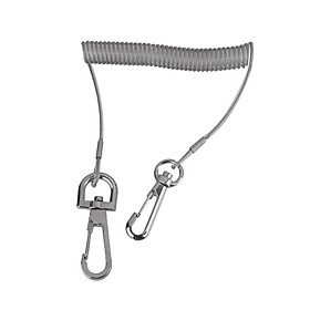 Heavy Duty Retractable Steel Wire Fishing Lanyard  Rope Tether Grey