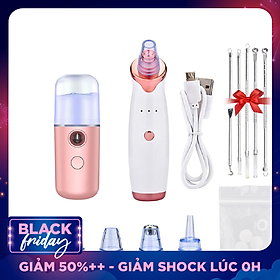 Máy Xông Hơi Và Phun Sương Cầm Tay Nano + Thiết Bị Hút Mụn Đầu Đen Bằng Điện