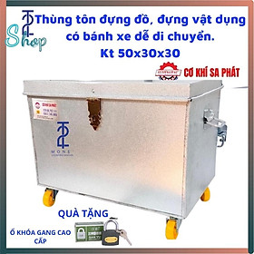 Thùng tôn đựng đồ, đựng vật dụng có bánh xe dễ di chuyển.Kt 50x30x30