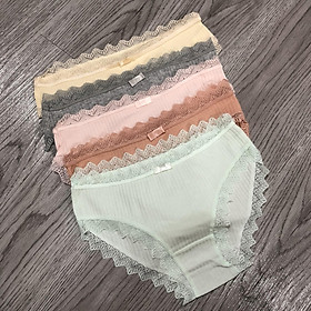 Combo 5 quần lót nữ phối viền ren 011 mẫu trơn nhiều màu co dãn đàn hồi tốt thấm hút mồ hôi phù hợp mọi lứa tuổi thoải mái khi mặc - giao màu ngẫu nhiên