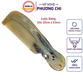 Lược sừng trâu trạm hình con công quộn hàng đẹp, lược chải tóc gỡ rối | Mỹ Nghệ Phương Chi