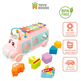 Đồ chơi giáo dục cho bé - ô tô thả khối kết hợp đàn gõ Xylophone ToysHouse HE8036 - màu xanh/hồng