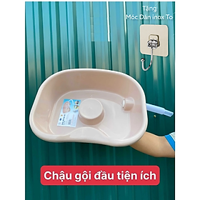 Mua Chậu gội đầu tại giường cho người già  trẻ nhỏ  người bệnh... màu sắc giao ngẫu nhiên- Hàng Xuất Nhật _ Chính Háng ( Tặng móc dán inox to )