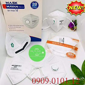 Khẩu trang Mayan PM2.5 BH9501V có van thở, Khẩu trang N95 lọc kháng khuẩn đệm mũi cao cấp