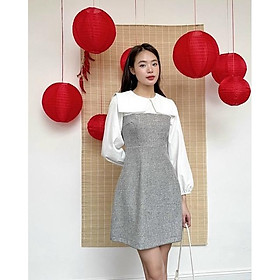 Váy nữ dáng dài chiết eo tay dài bo gấu 2 tà vuônghàng thiết kế vvnt012303 by germe