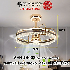 [Cao Cấp] Quạt Trần Trang Trí Sang Trọng LÊ GIA VENUS003| Đèn Quạt Trần Pha Lê Cao Cấp | Quạt Trần Đèn Chùm Cho Phòng Khách Spa | Quạt Trần Có Đèn Thiết Kế Sang Trọng { Hàng Chính Hãng }