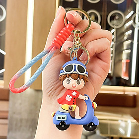 Móc Khóa Cặp Đôi Lái Xe Dây Treo Key Chain Đeo Ba lô Cặp Táp Túi Xách_ Hàng Chính Hãng - Boy Xe xanh