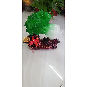 Mua Tượng Bắp Cải Phong Thuỷ Xanh tươi hy vọng Cóc vàng ngậm tiền hút tài lộc của cải vào trên đế gỗ size vừa gọn đẹp lắm Dài 20cm x Cao 18cm x Sâu 9cm Anh Chị trưng phòng khách nhất   công ty  cửa hàng   quà biếu tặng dịp lễ tết  bàn làm việc  bàn thần tài ạ