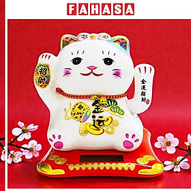 Tượng Mèo Thần Tài Vẩy Tay 12 cm - Trang Trí Tết - T87 - Tai Mèo Màu Xanh