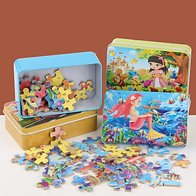 Xếp hình gỗ Puzzle 60 mảnh có hộp thiếc mẫu ngẫu nhiên