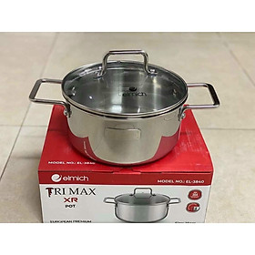 Nồi Inox 304 liền khối Elmich Trimax XR vung kính đáy từ