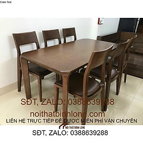 bàn ăn 6 ghế sồi óc chó