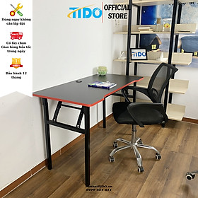 Bàn làm việc chân gấp gọn mặt gaming - tido ti-bgggm - mặt bàn dài 1m - 1m2 - có 2 màu viền đỏ & đen.