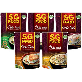 Lốc 5 - Cháo Tươi 270g, Thịt Bằm, Sườn Non, Lươn, Cá Lóc, Cá Hồi