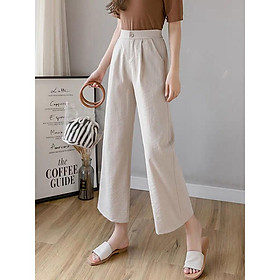 Quần đũi ống rộng cúc khoá chun lưng dáng lỡ kiểu Nhật -Quần ống suông khóa trước dáng lửng siêu HOT