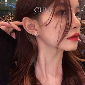 Bông tai, Khuyên tai vành chữ X kết đá thời trang HT679 - Culi accessories