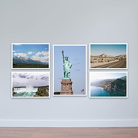 Bộ 5 tranh đẹp nước Mỹ "Tượng nữ thần tự do" | Tranh phòng họp W3327 Canvas