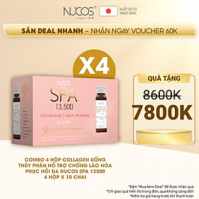 Combo 4 hộp Collagen uống thủy phân hỗ trợ chống lão hóa phục hồi da Nucos Spa 13500 10 chai x 50ml