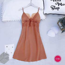 Váy ngủ mặc nhà lụa satin cao cấp XAVIA V19