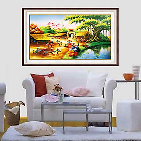 Mua Tranh thêu chữ thập thêu kín Phong Cảnh Đồng Quê (199*112cm) chưa thêu