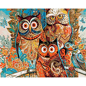 Mua Tranh sơn dầu số hoá tự tô có khung đã căn 40 x50 cm - Cú vọ lập thể
