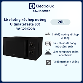 Hình ảnh Lò vi sóng để bàn tích hợp nướng Electrolux UltimateTaste 300 20L - EMG20K22B - Điều chỉnh đa dạng mức công suất, chương trình cài sẵn tiện lợi, rã đông nhanh chóng [Hàng chính hãng]