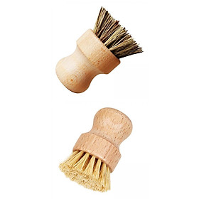 2x Cleaning Brush Wooden Round Short for Machine