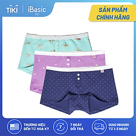 Combo 3 quần lót bé gái cotton boyshort hoạ tiết iBasic PANG014