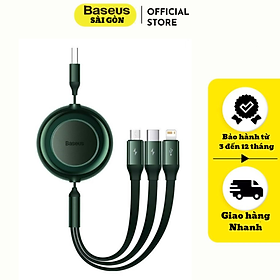 Mua Cáp sạc dây rút 3 đầu USB to M+L+C 3.5A Baseus Bright Mirror 2 Series Retractable 3-in-1 Fast Charging Data Cable CAMJ-Hàng chính hãng