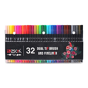 Watercolor Brush Pens Dual  Doodle Pens 0.4mm/0.1mm Tips 24 Colors