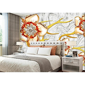 Tranh dán tường Tranh phong thủy hoa hải đường phú quý, tranh dán tường 3d hiện đại (tích hợp sẵn keo) MS673771