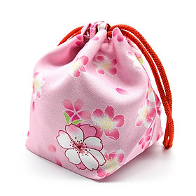 Japanese Drawstring Bag  Purse  Food Pouch  Red